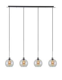 DK1321  Lori Linear Pendant, 4 Light Adjustable E27, Polished Chrome/Iridescent Open Mouth Round Globe Shades